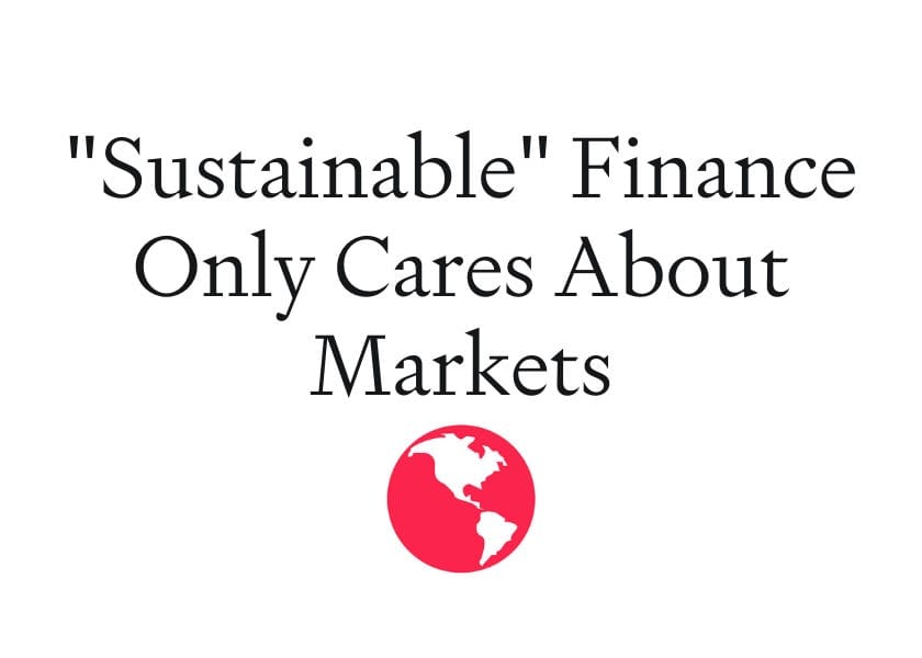 "Sustainable" Finance Only Cares About Markets post image